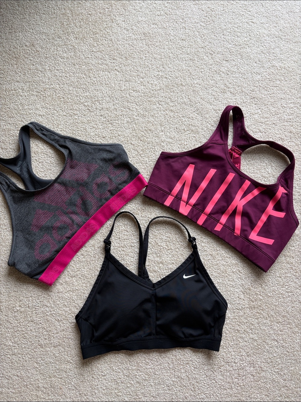 Nike Adidas size Large sports bra bundle 3